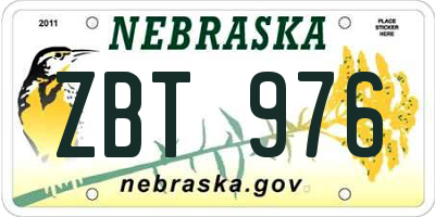 NE license plate ZBT976