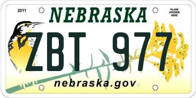 NE license plate ZBT977