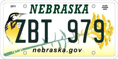 NE license plate ZBT979