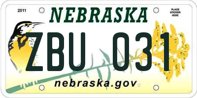 NE license plate ZBU031