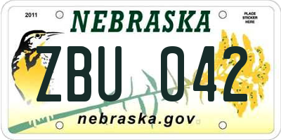 NE license plate ZBU042