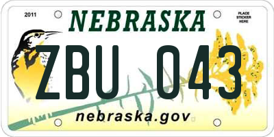 NE license plate ZBU043