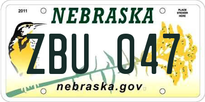 NE license plate ZBU047