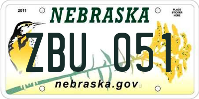 NE license plate ZBU051