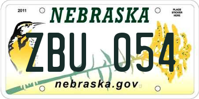 NE license plate ZBU054