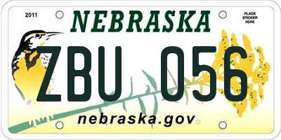 NE license plate ZBU056