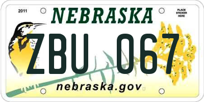 NE license plate ZBU067