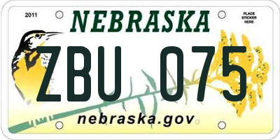 NE license plate ZBU075