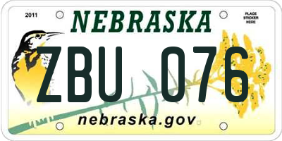 NE license plate ZBU076