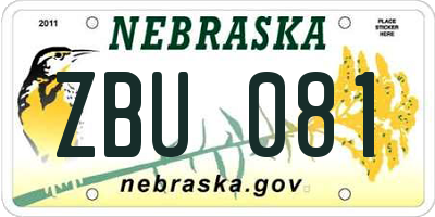 NE license plate ZBU081