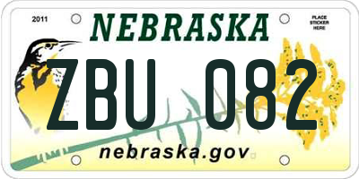 NE license plate ZBU082