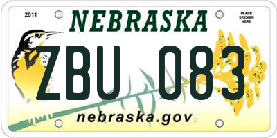 NE license plate ZBU083
