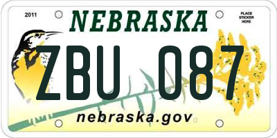 NE license plate ZBU087