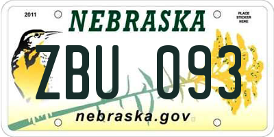 NE license plate ZBU093