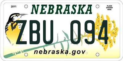 NE license plate ZBU094