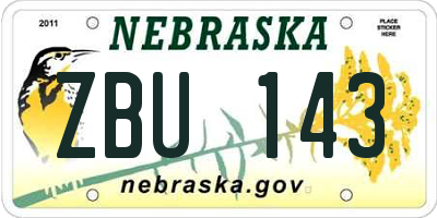 NE license plate ZBU143