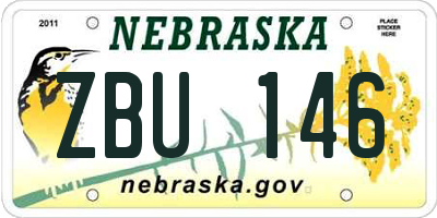 NE license plate ZBU146