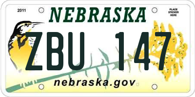 NE license plate ZBU147