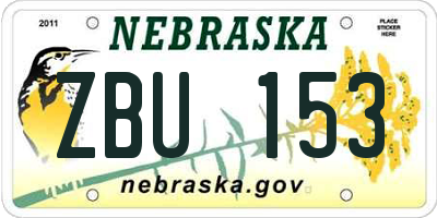 NE license plate ZBU153