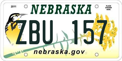 NE license plate ZBU157