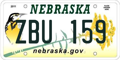 NE license plate ZBU159