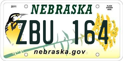 NE license plate ZBU164