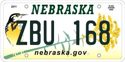 NE license plate ZBU168