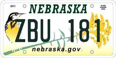 NE license plate ZBU181