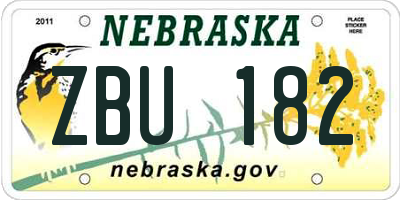 NE license plate ZBU182