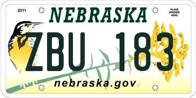NE license plate ZBU183