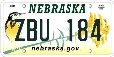 NE license plate ZBU184