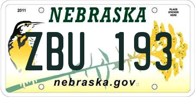 NE license plate ZBU193