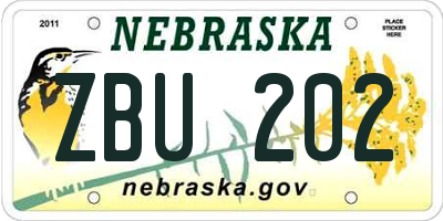 NE license plate ZBU202