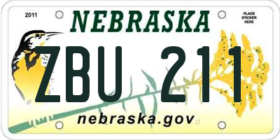 NE license plate ZBU211