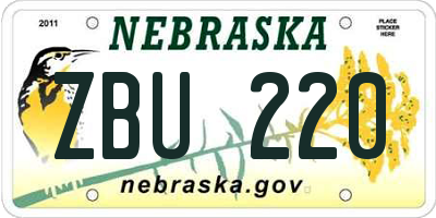 NE license plate ZBU220