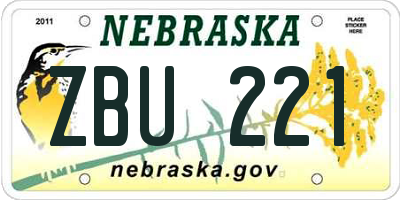 NE license plate ZBU221