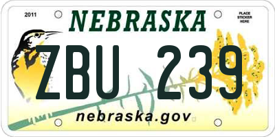 NE license plate ZBU239