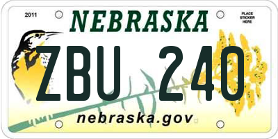 NE license plate ZBU240