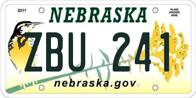 NE license plate ZBU241