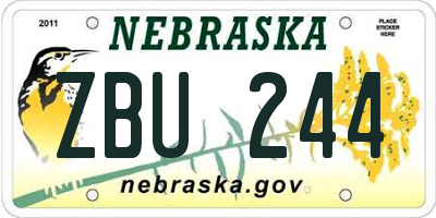 NE license plate ZBU244
