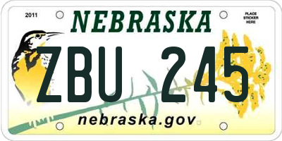 NE license plate ZBU245