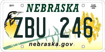 NE license plate ZBU246