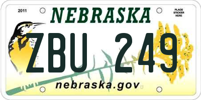 NE license plate ZBU249