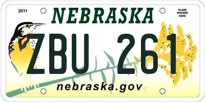 NE license plate ZBU261