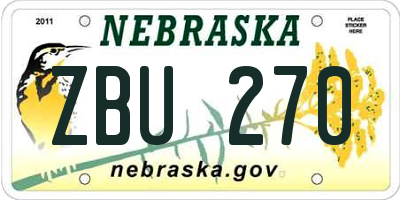 NE license plate ZBU270