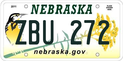NE license plate ZBU272
