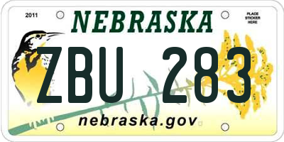NE license plate ZBU283