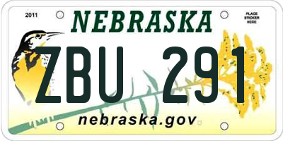 NE license plate ZBU291