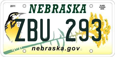NE license plate ZBU293