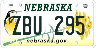 NE license plate ZBU295